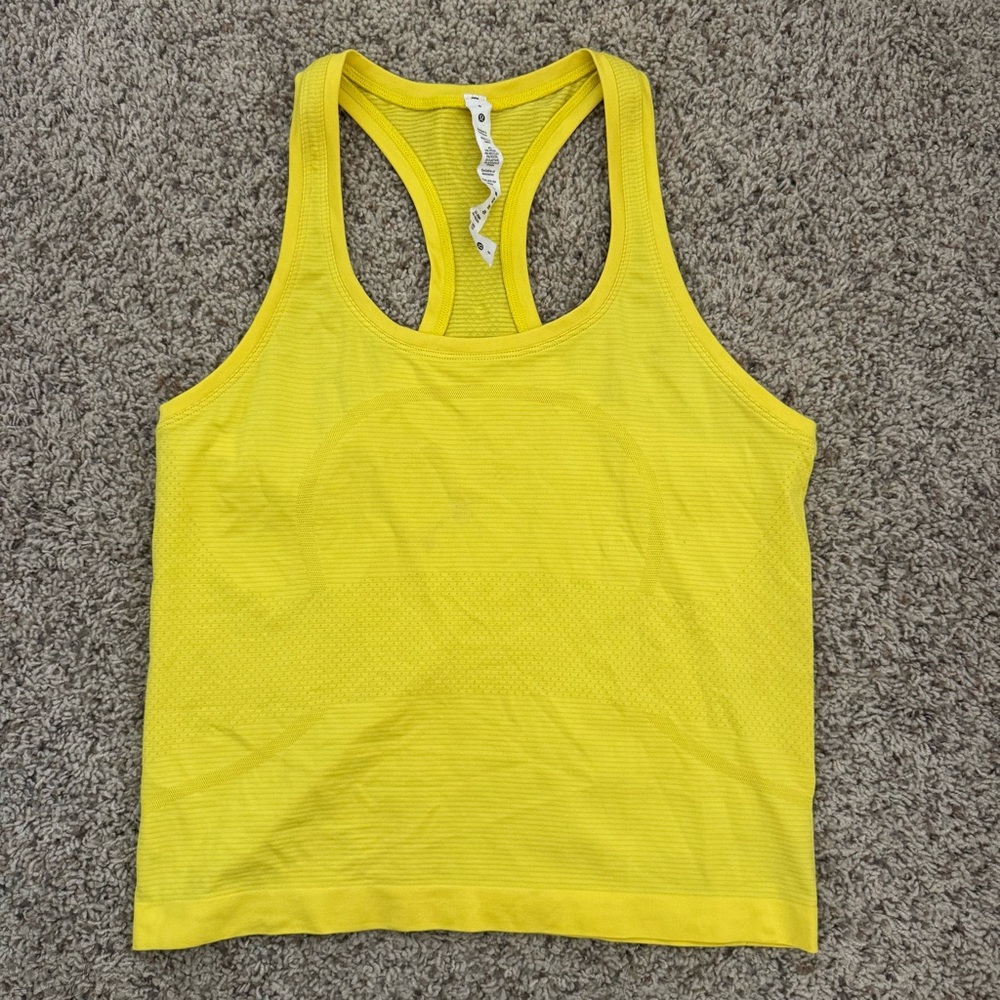 Lululemon Swiftly Tech RB Tank 2.0 Race Silverescent Size 8 Sonic Yellow 09508